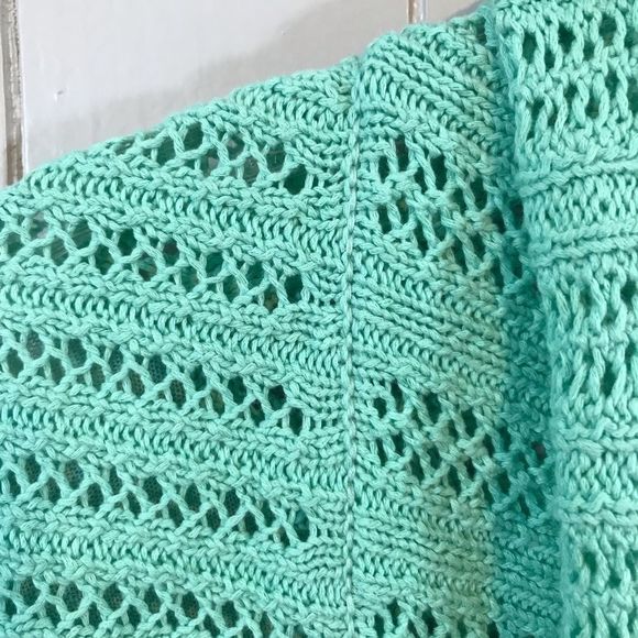 Angel of the North Anthro Linen Blend Green Open Lightweight Cardigan Sweater S - Picture 3 of 9